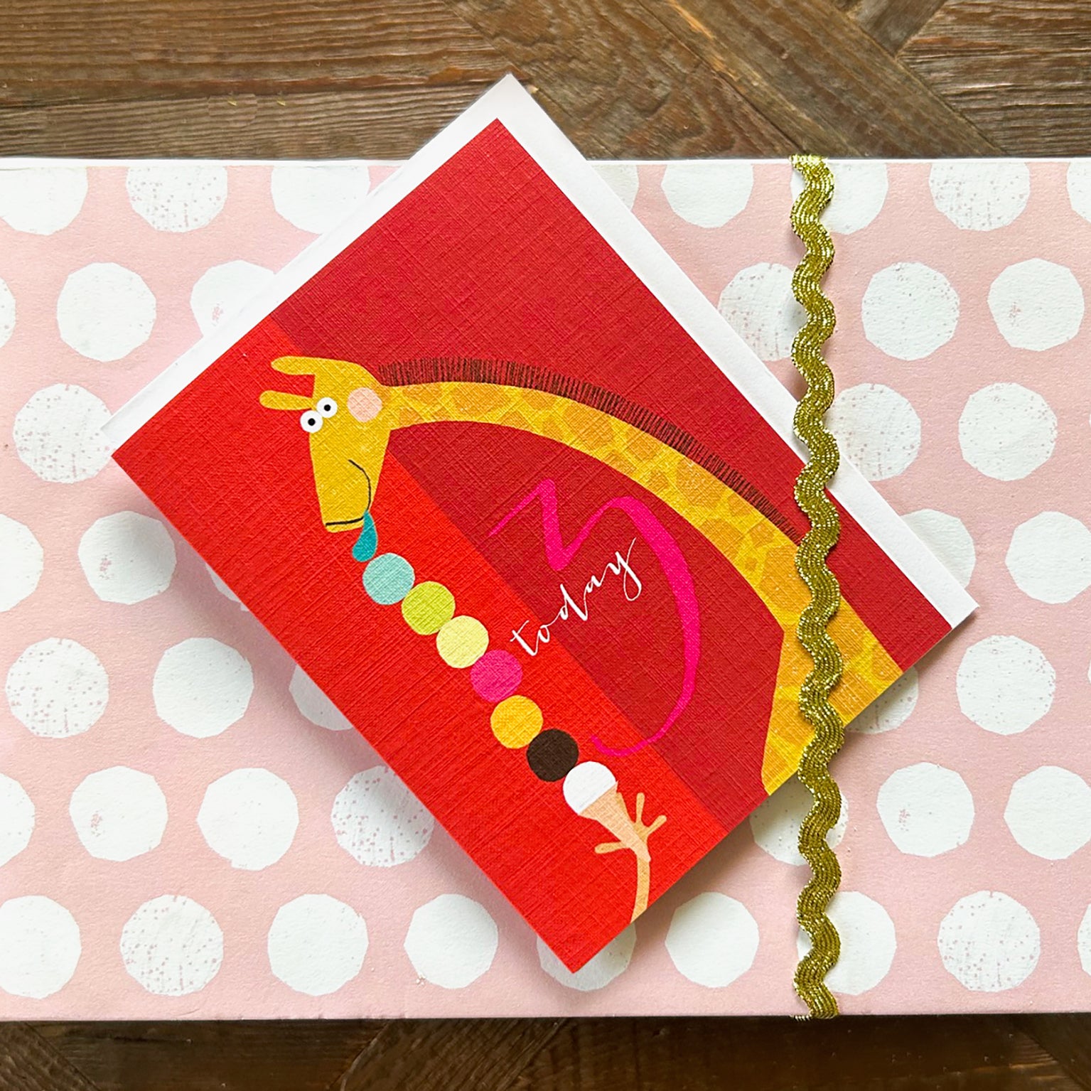 mini giraffe 3rd birthday card