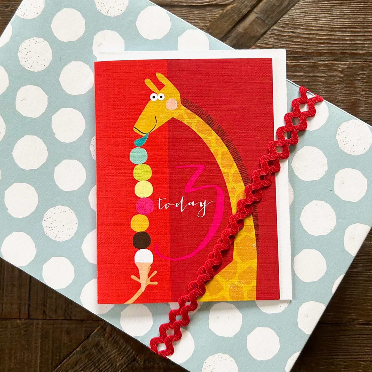 mini giraffe 3rd birthday card