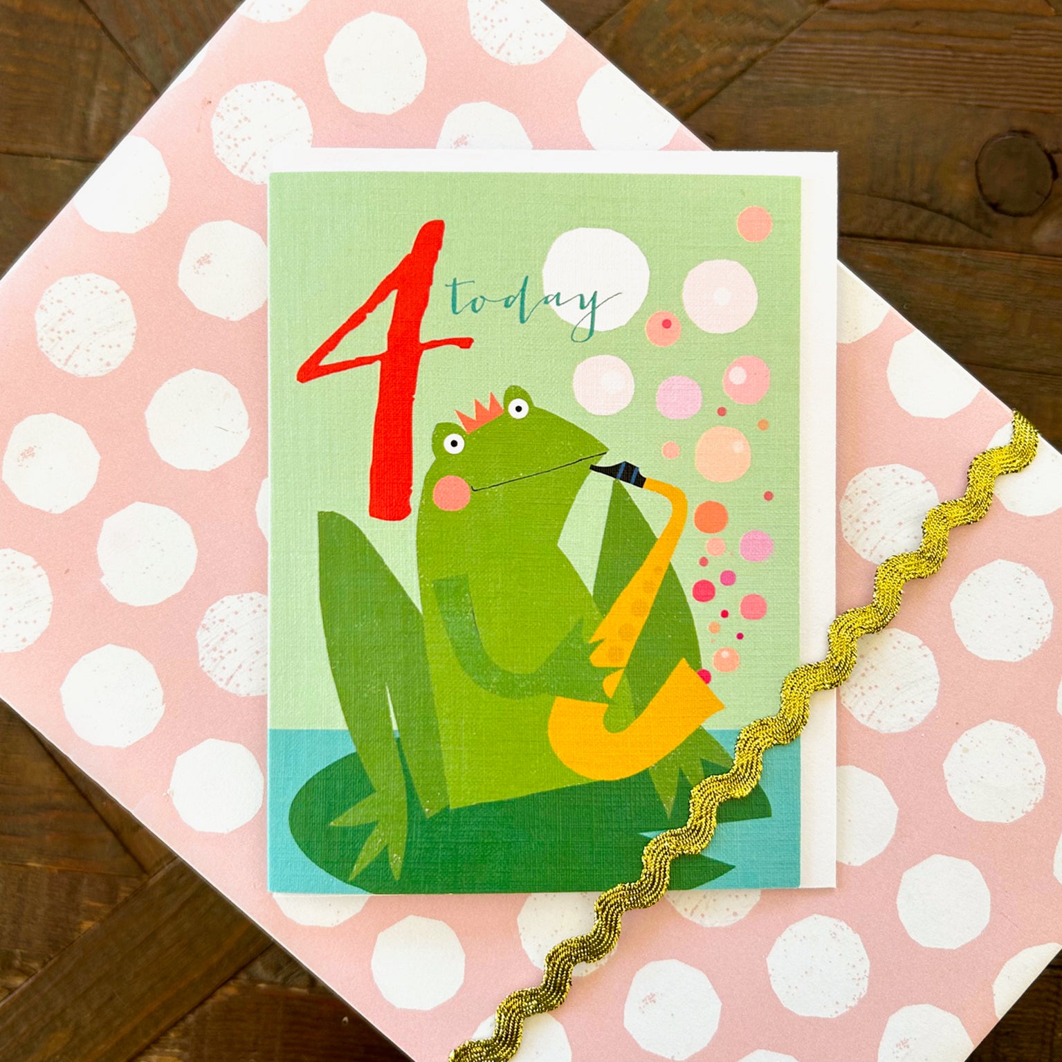 mini frog 4th birthday card