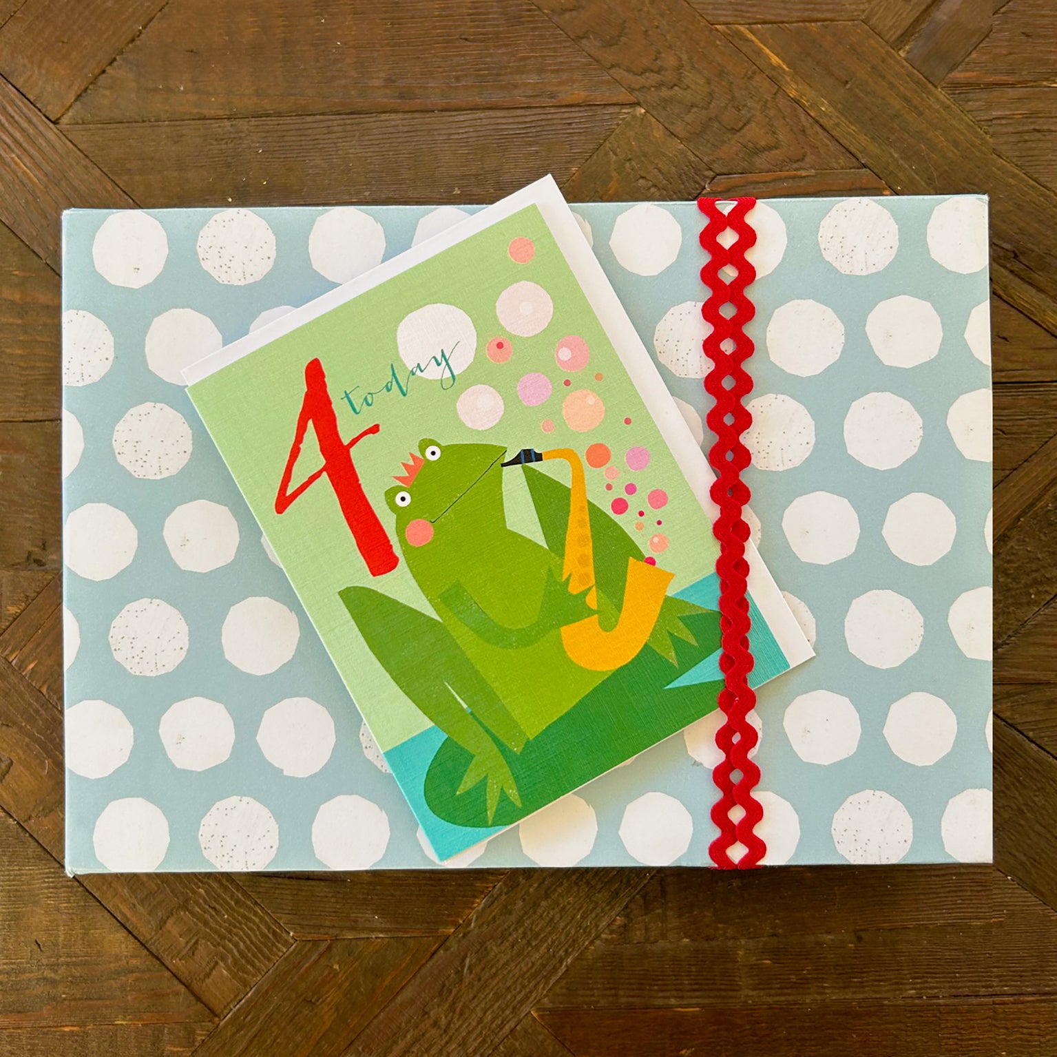 mini frog 4th birthday card