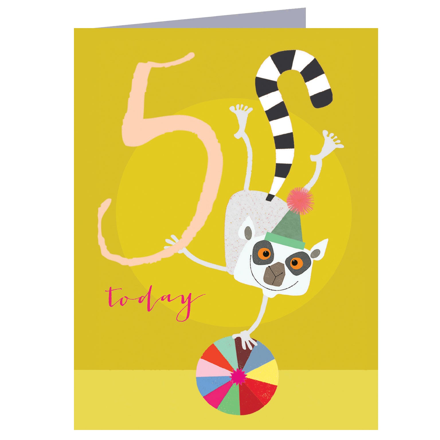 mini lemur 5th birthday card