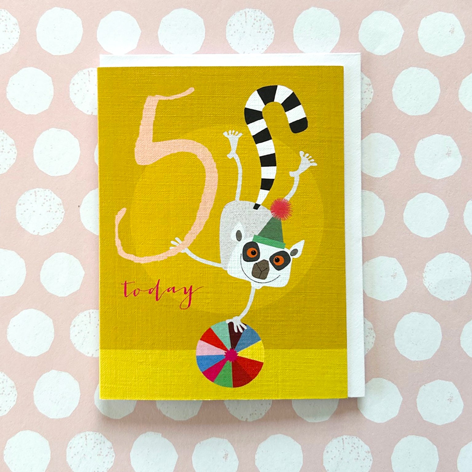 mini lemur 5th birthday card