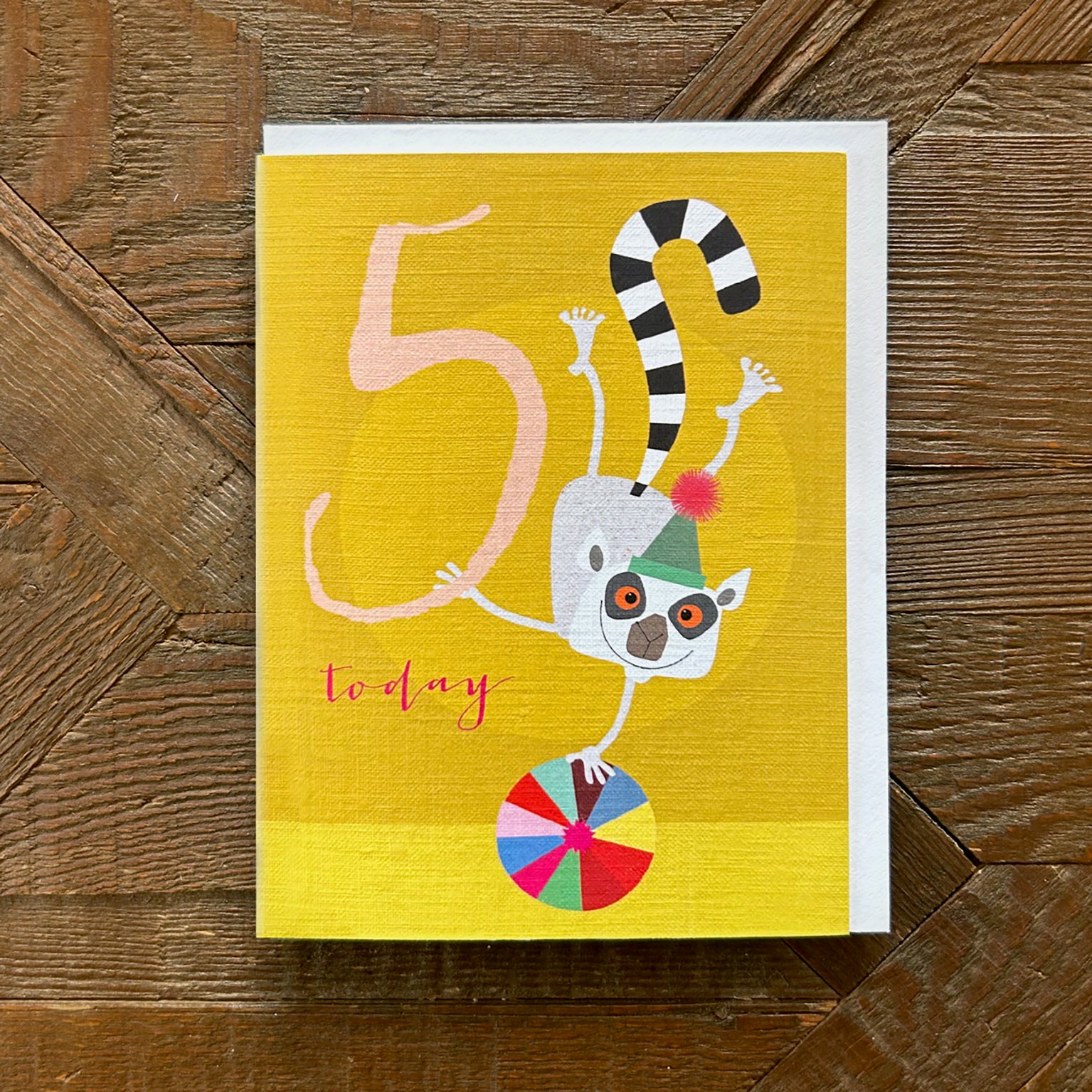 mini lemur 5th birthday card