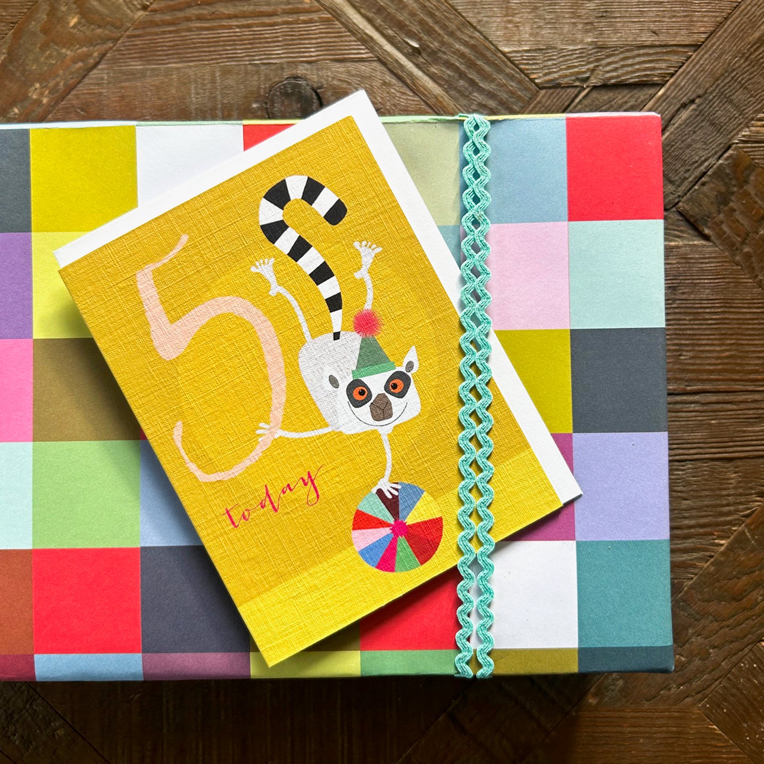 mini lemur 5th birthday card