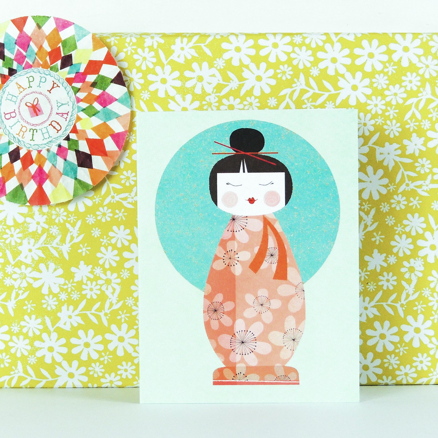 mini kokeshi doll card