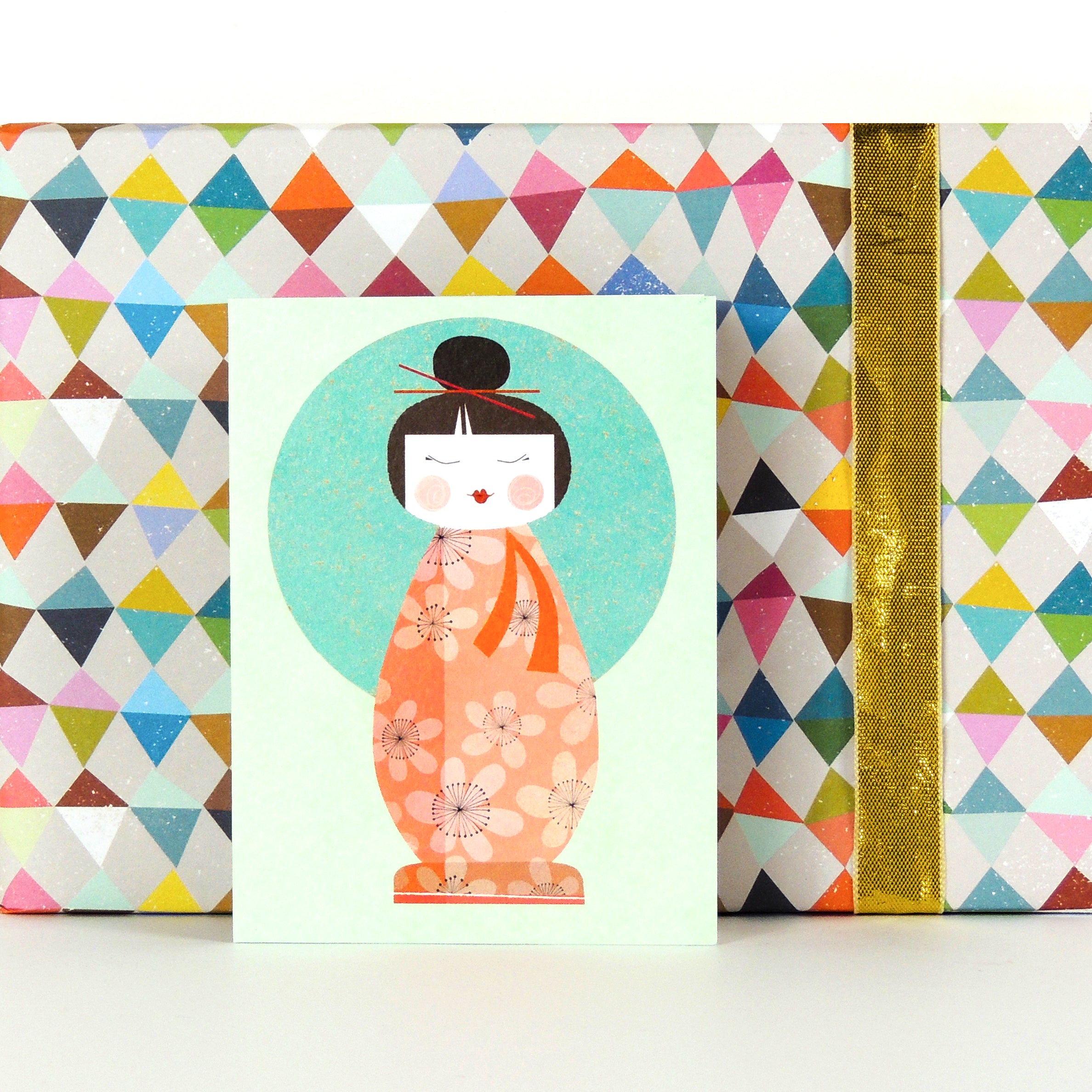 mini kokeshi doll card