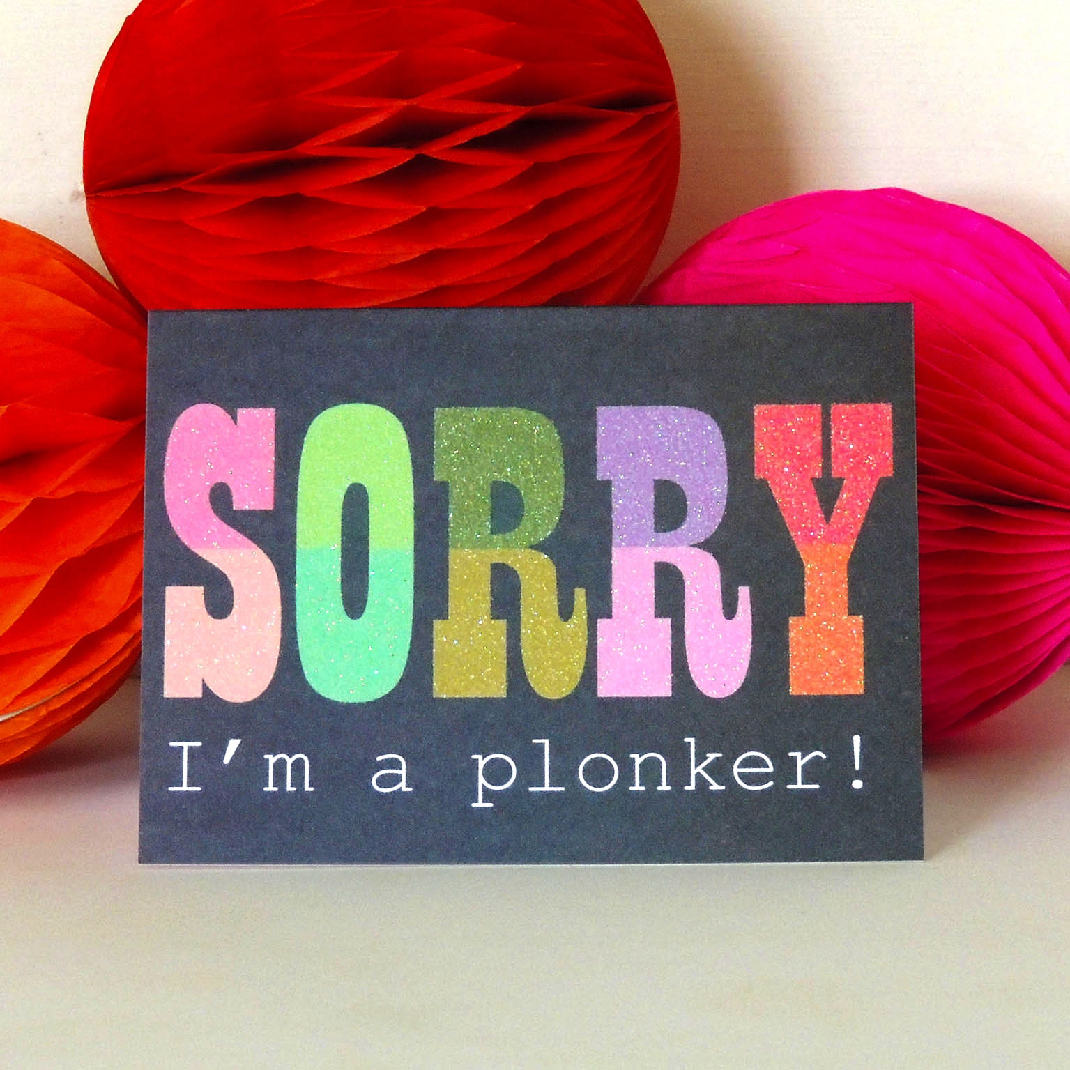 mini glittery sorry card