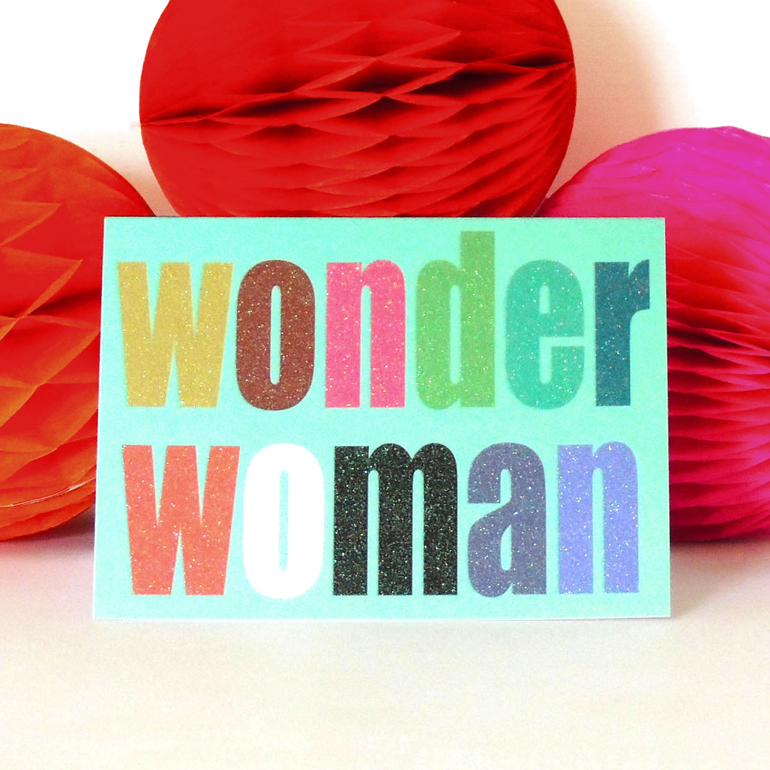 mini glittery wonder woman card