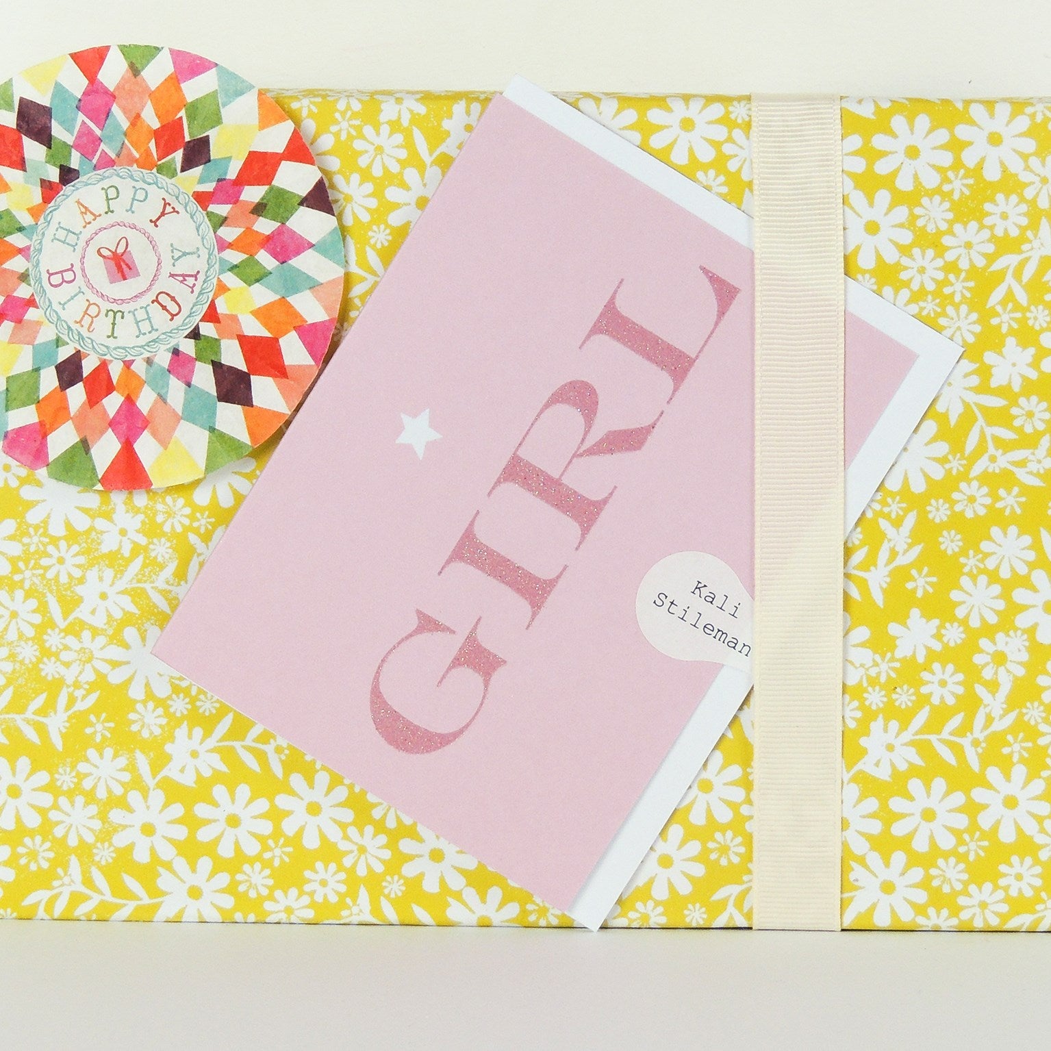 mini glittery starry girl card