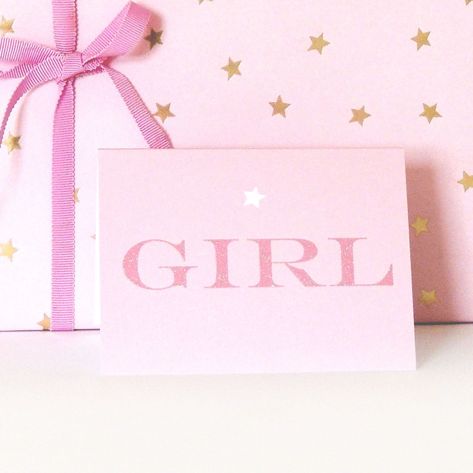 mini glittery starry girl card