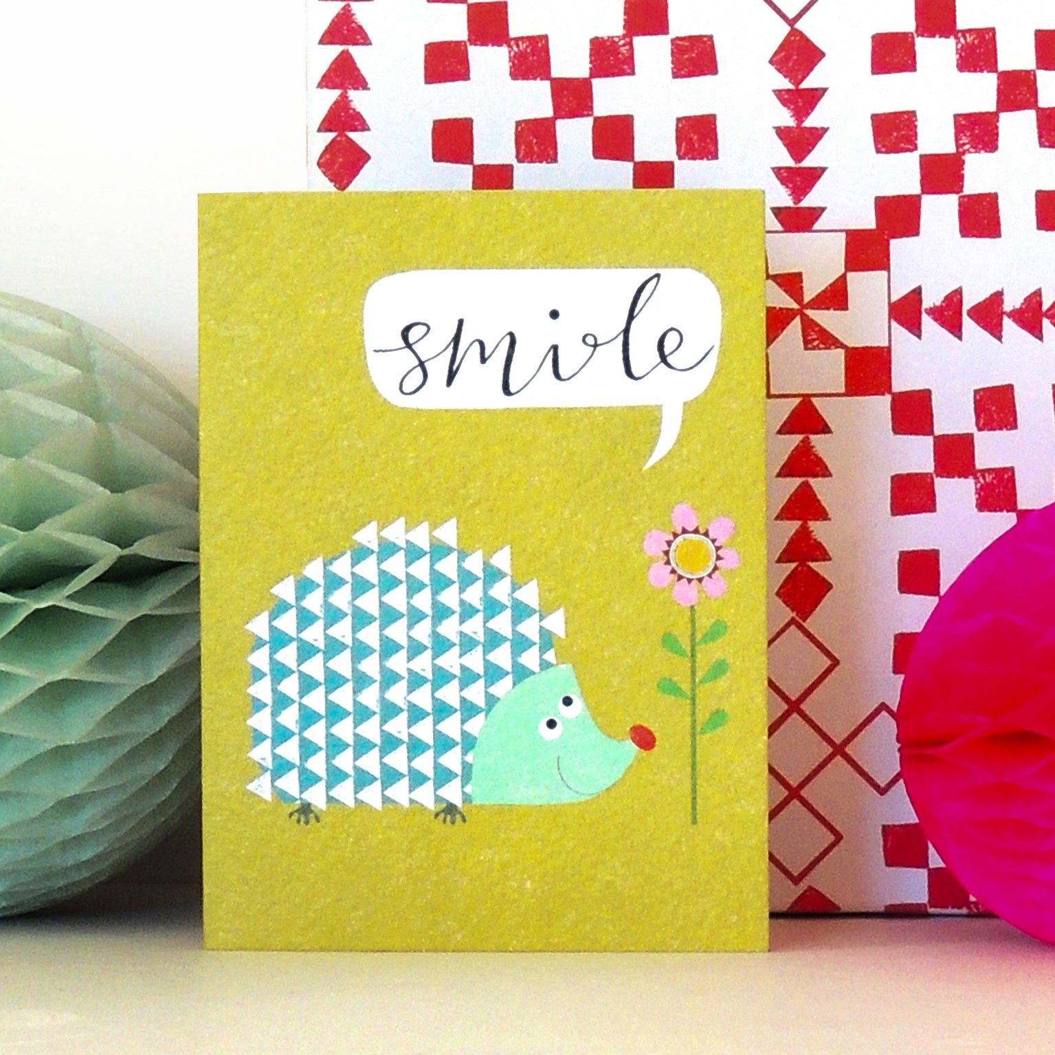 TW16 mini smiley hedgehog card