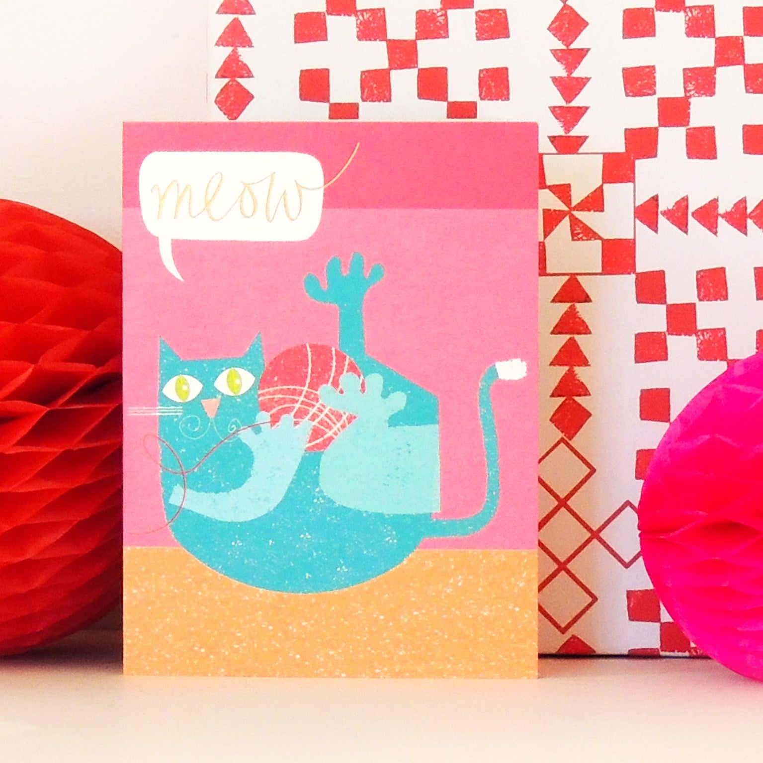 TW21 mini gold foiled meow cat card