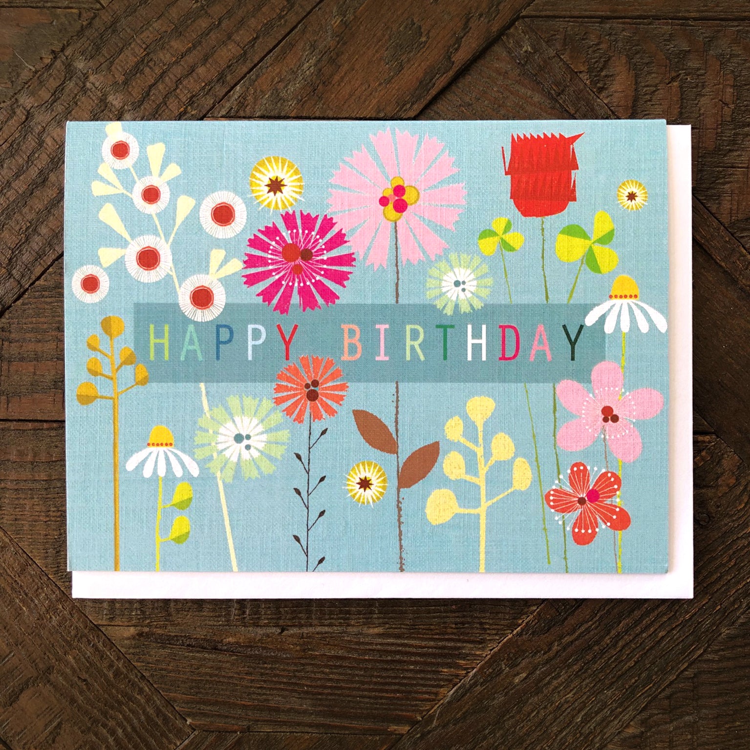 mini floral happy birthday card