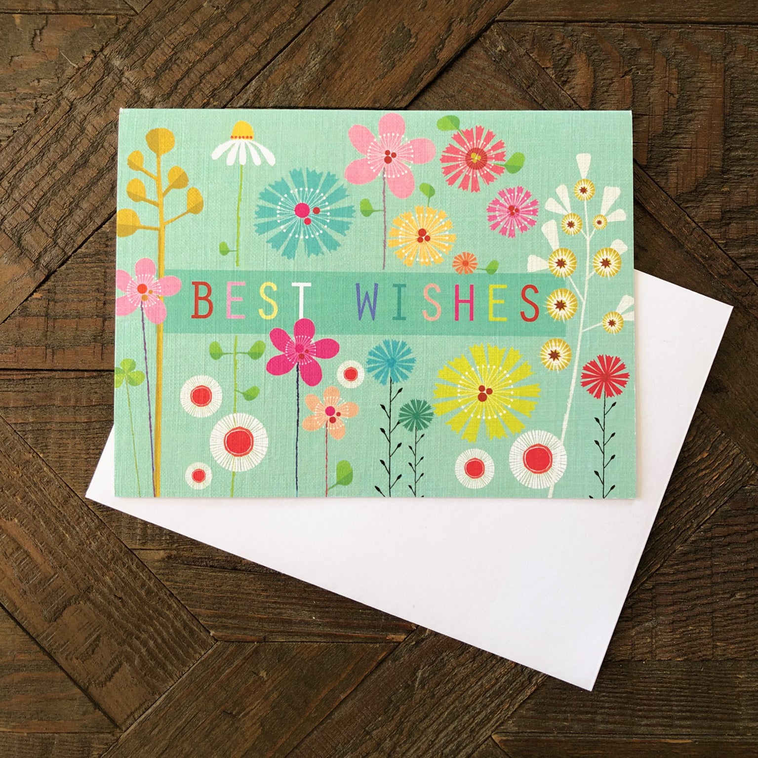 mini floral best wishes card