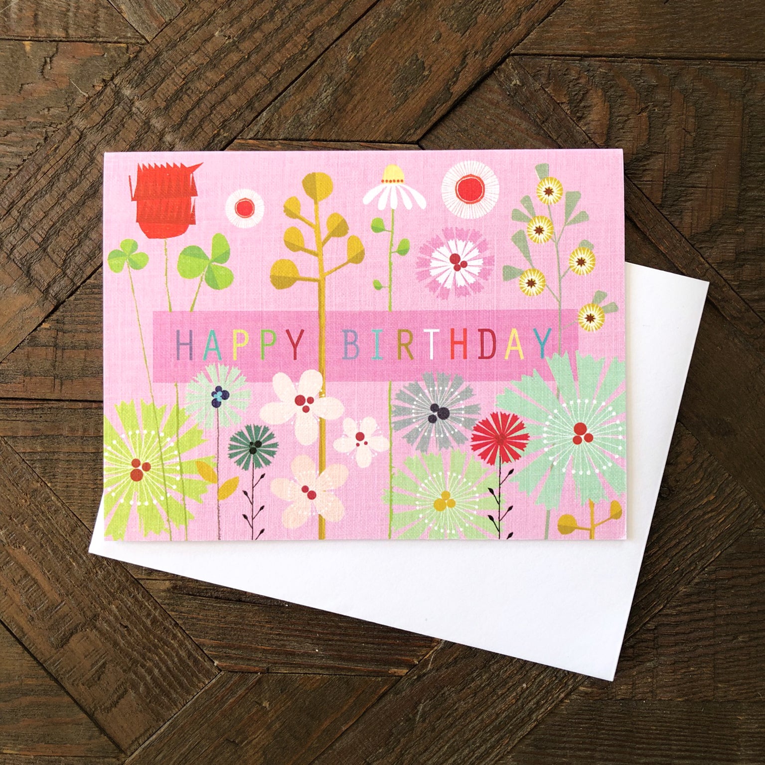 mini floral happy birthday card