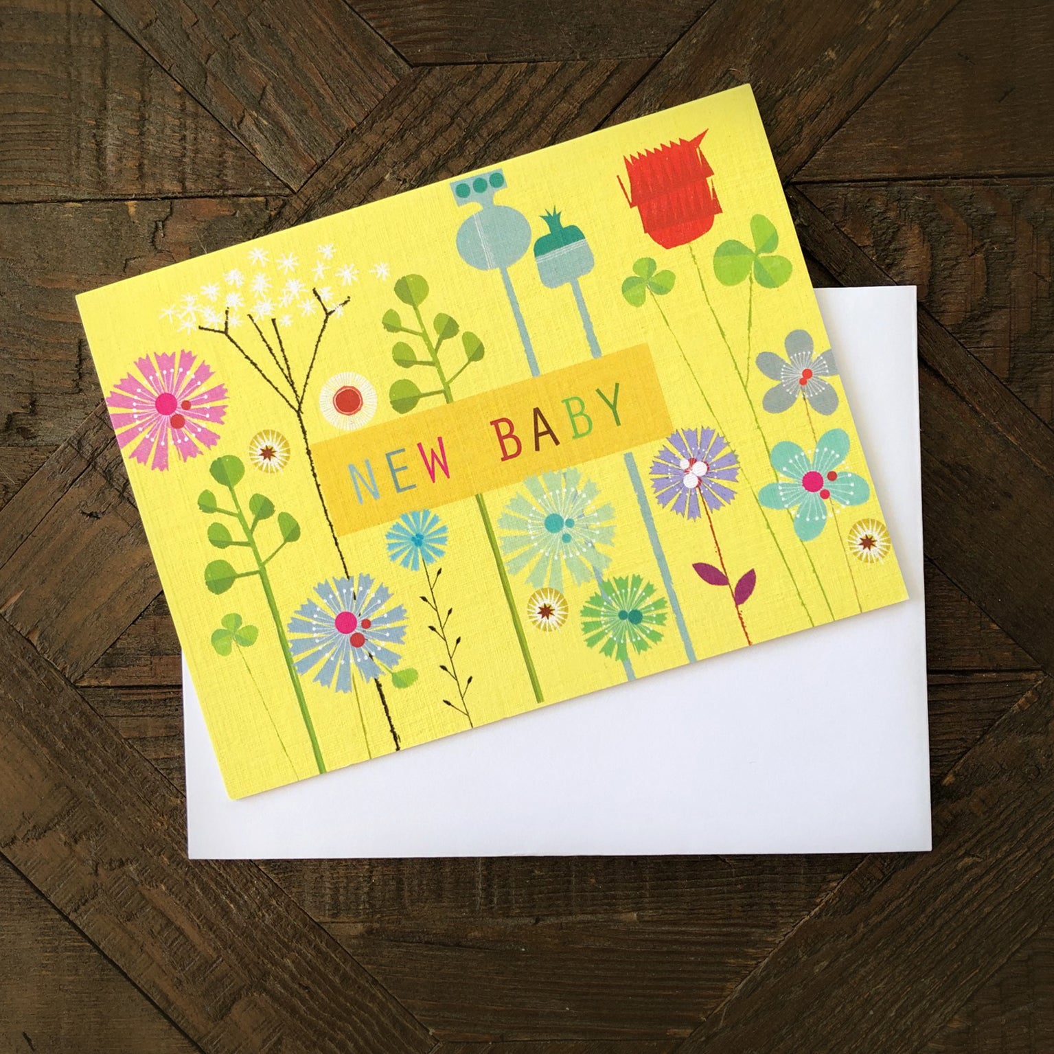 mini floral new baby card