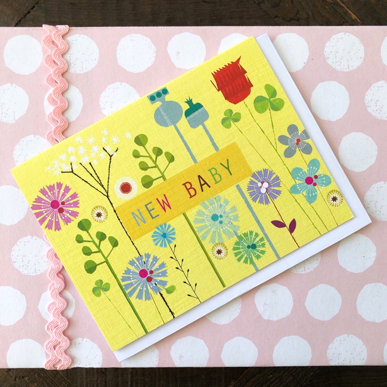 mini floral new baby card