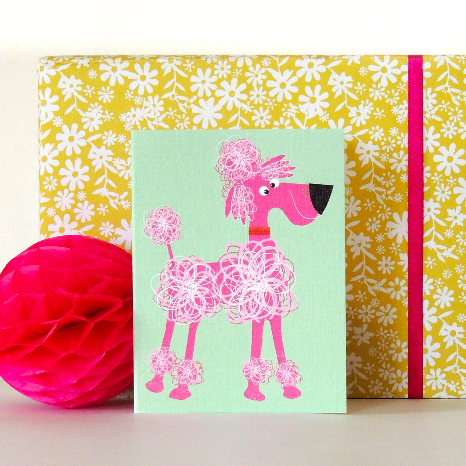 TW71 mini pink poodle card