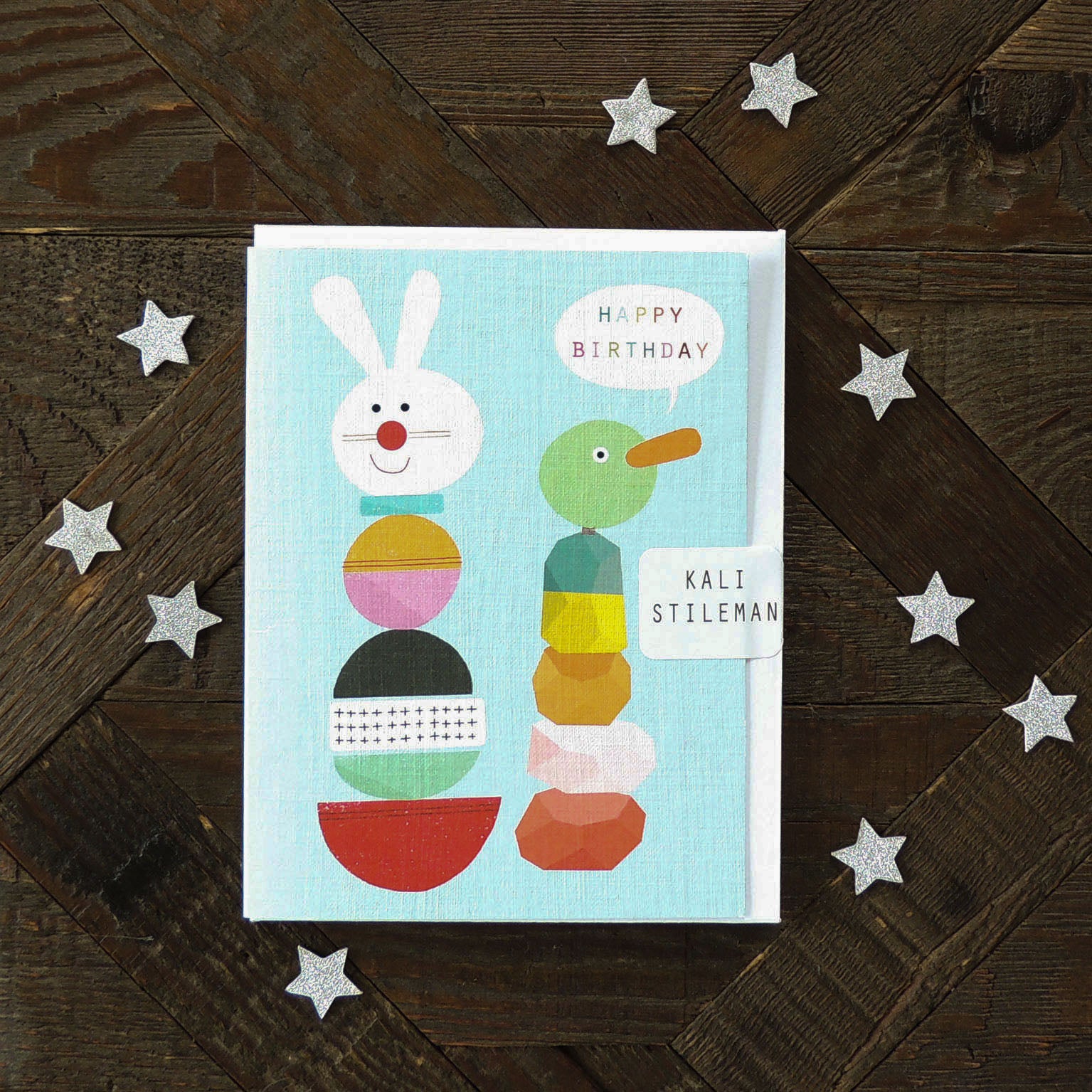 TY05 mini stacking blocks birthday card