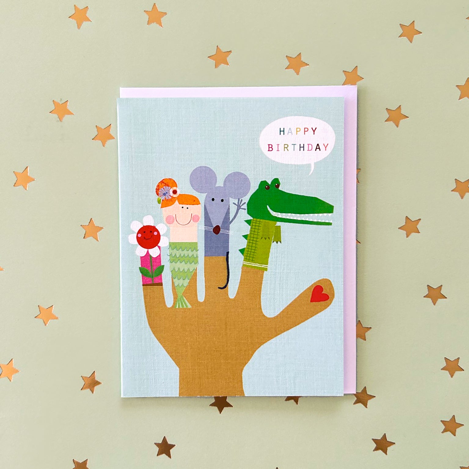 TY07 mini finger puppets birthday card