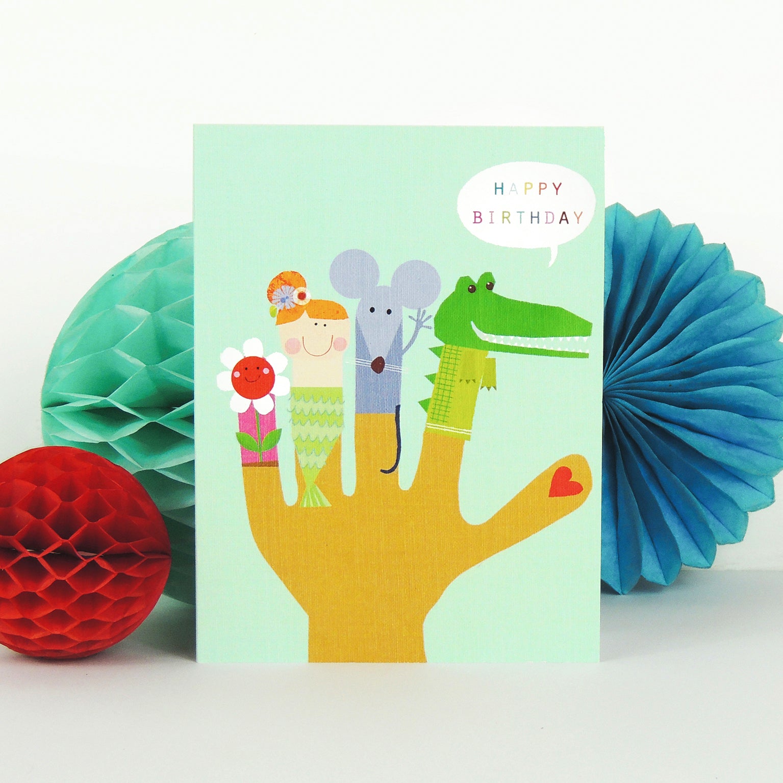 TY07 mini finger puppets birthday card