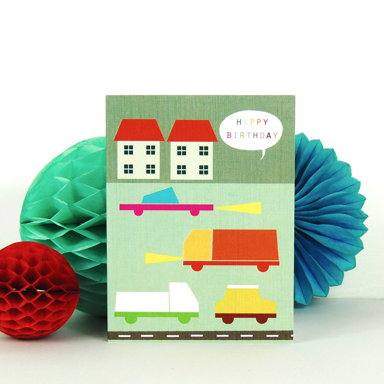 mini wooden cars birthday card