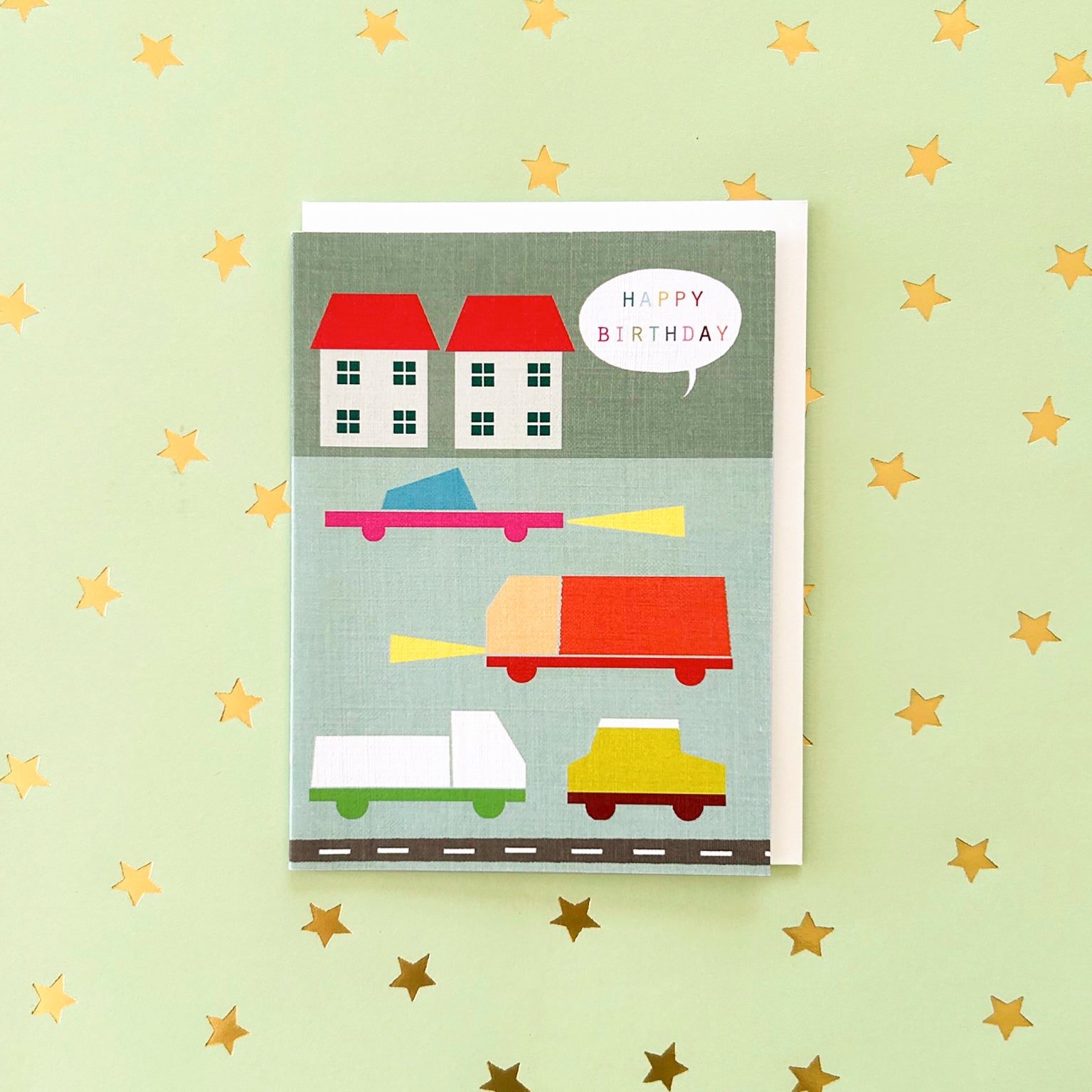 mini wooden cars birthday card