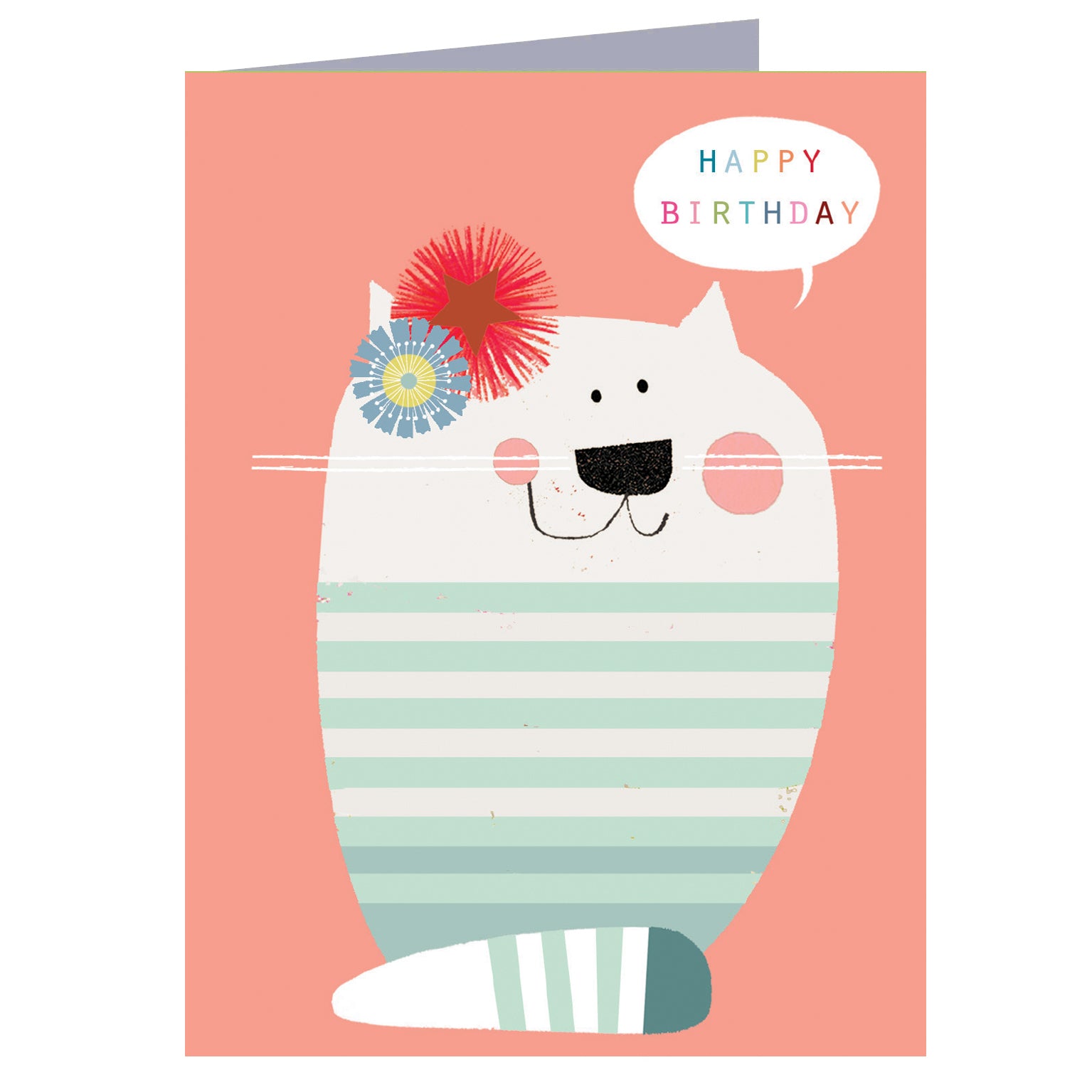 TY12 mini knitted cat birthday card