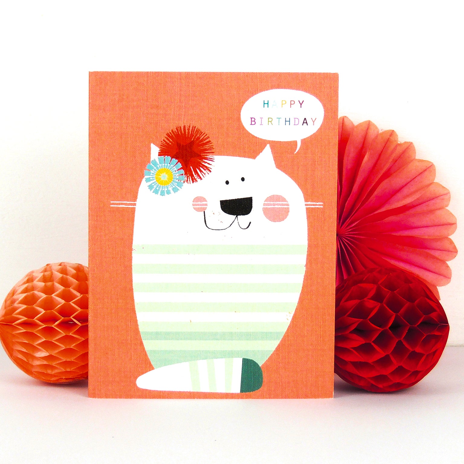 TY12 mini knitted cat birthday card