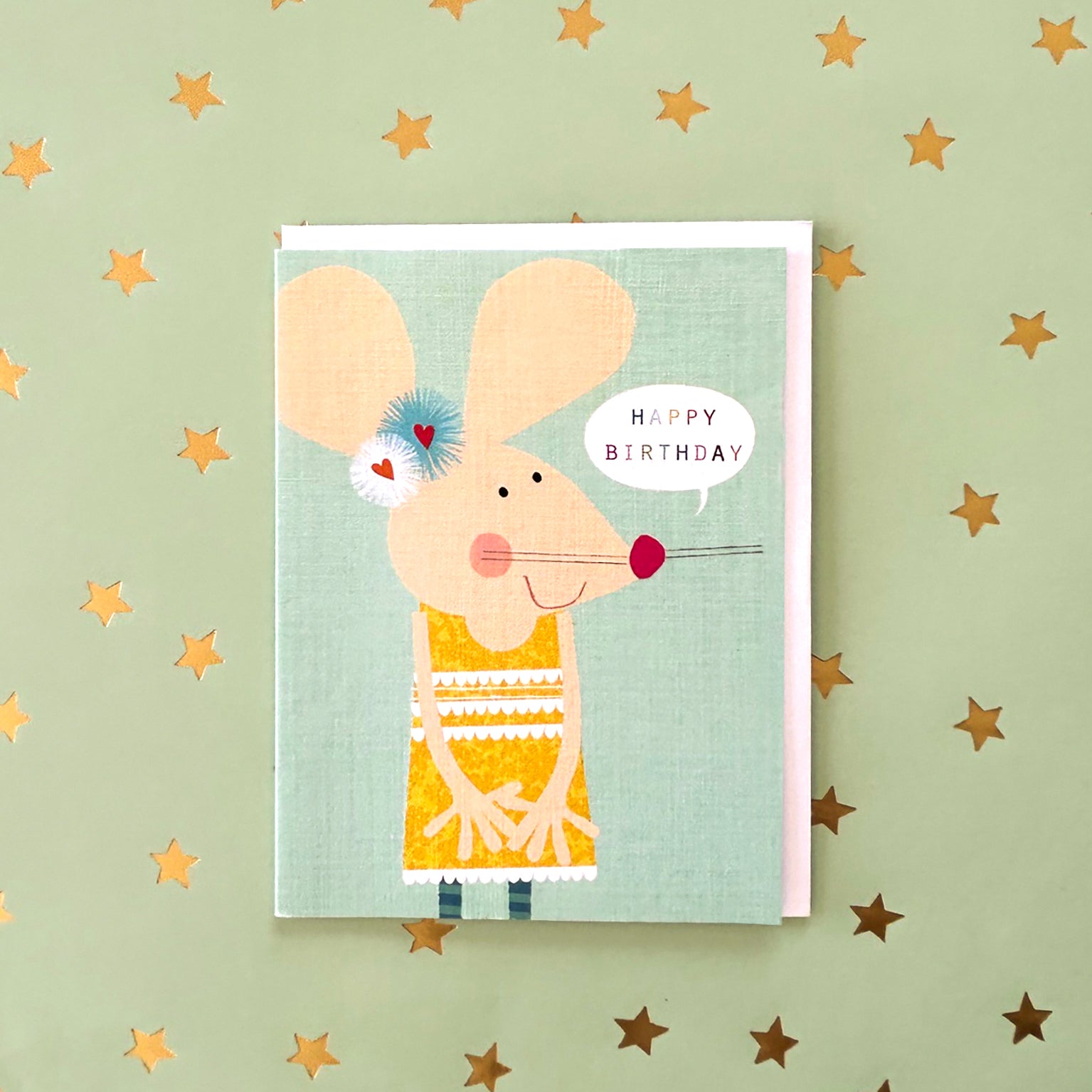 TY14 mini mouse in a yellow dress birthday card