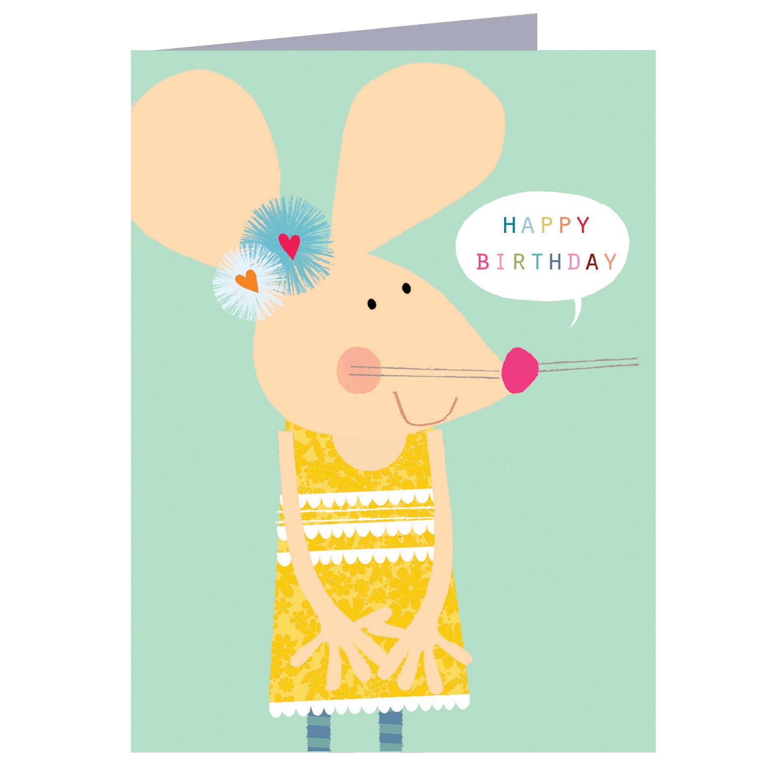 TY14 mini mouse in a yellow dress birthday card