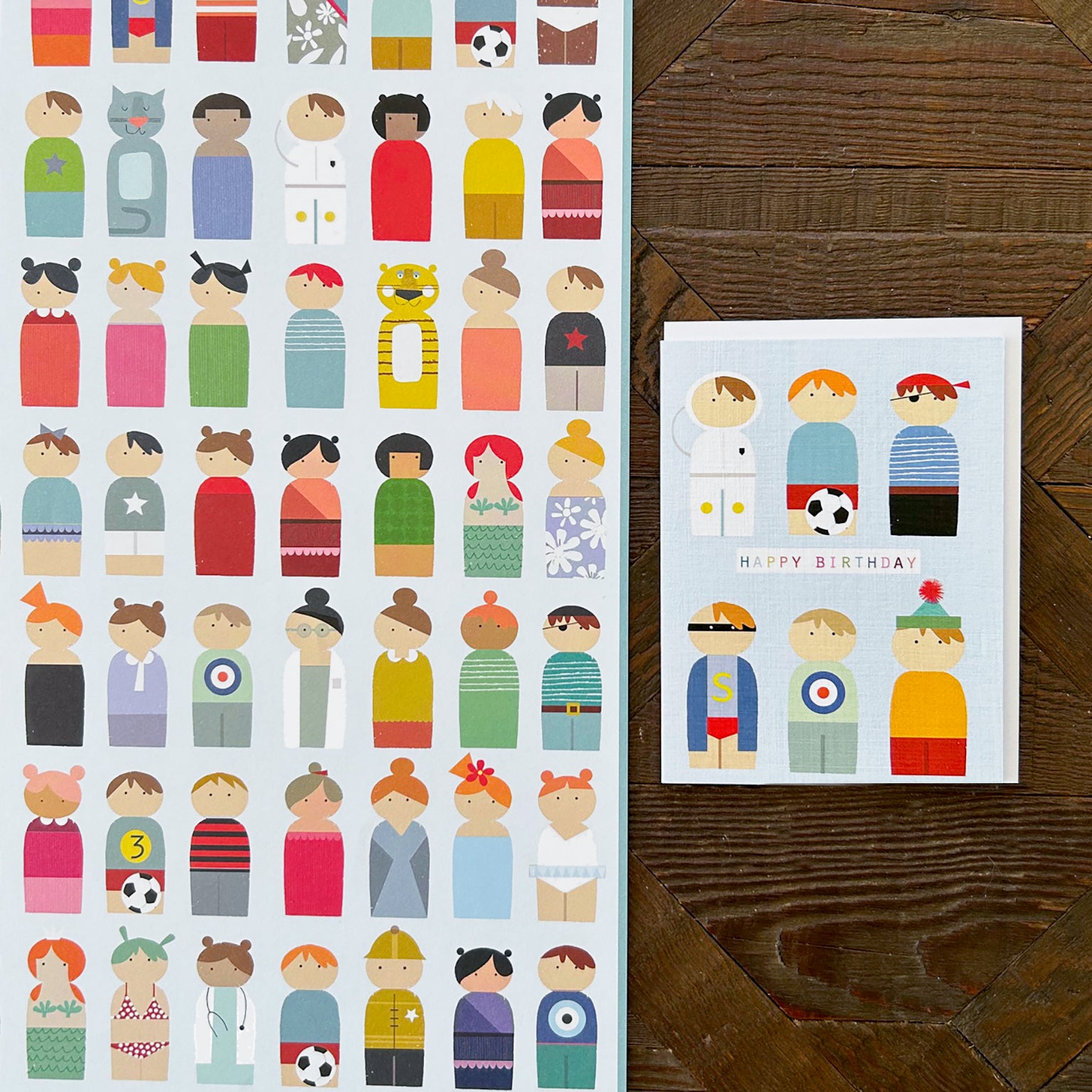 TY15 mini peg people birthday card