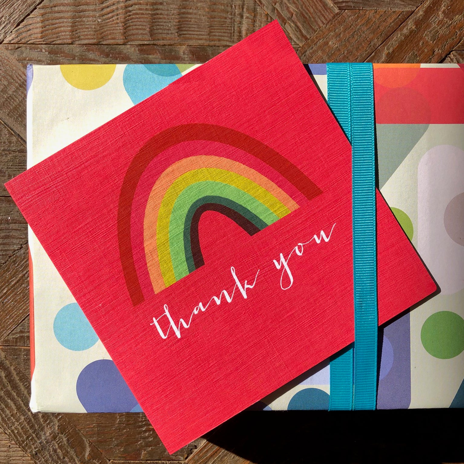 WO16 rainbow thank you card