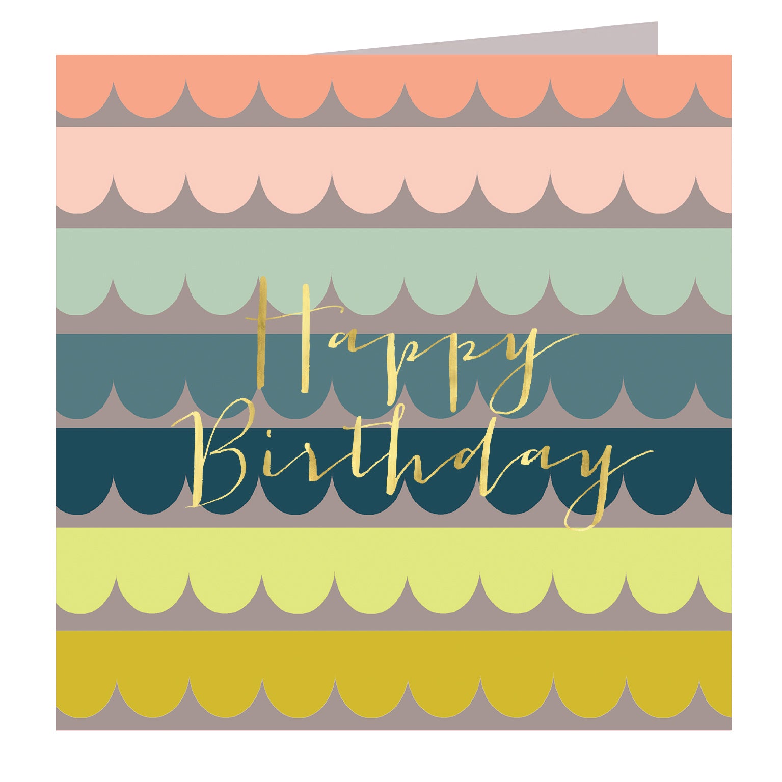 WO43 gold foiled scallop birthday card