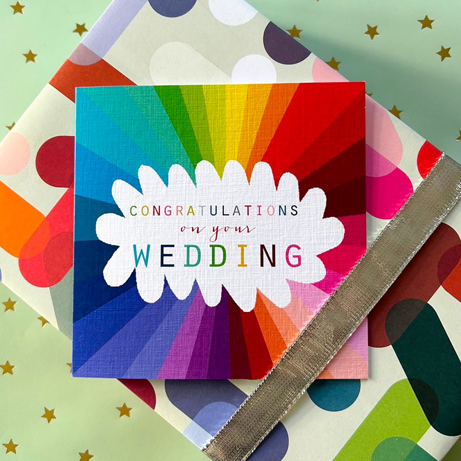 WO83 colourful wedding congratulations card