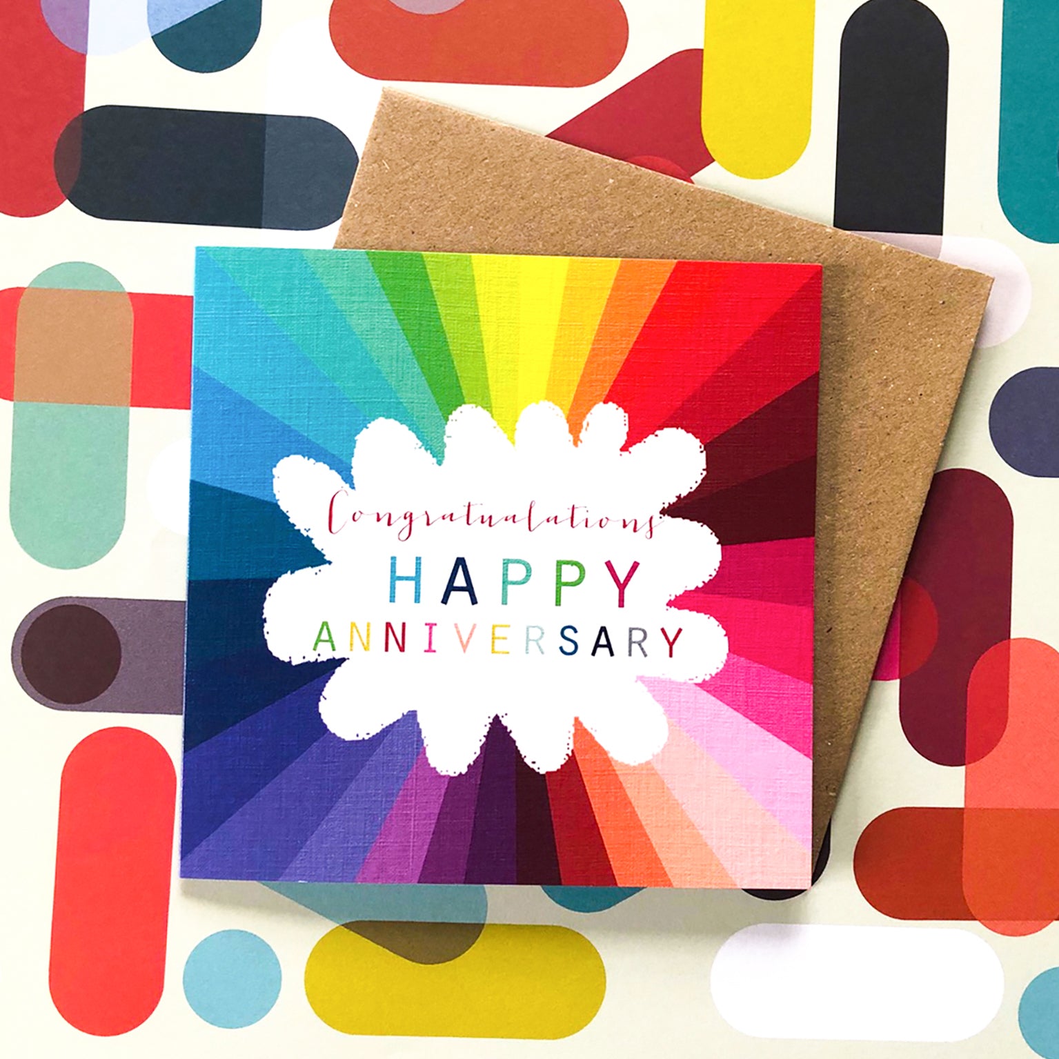 WO84 colourful happy anniversary card