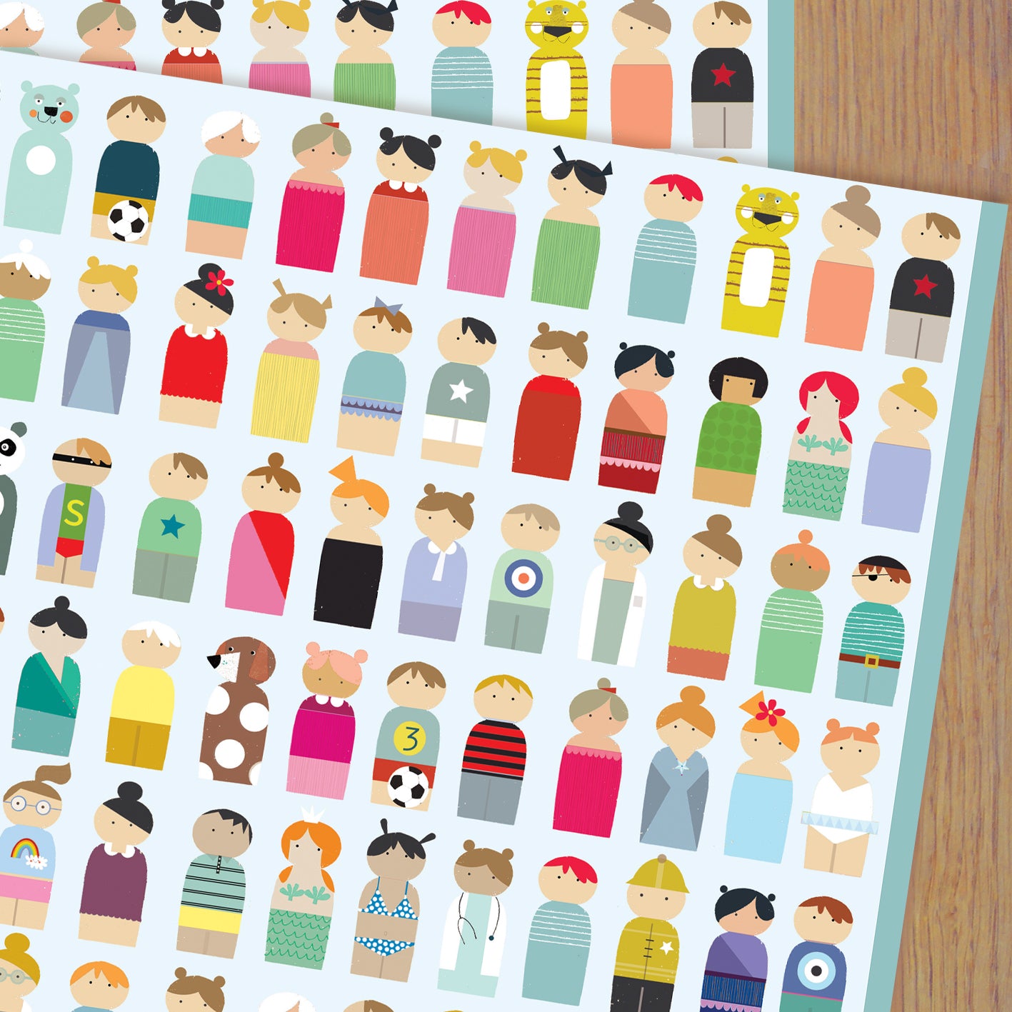 WP103 peg people wrapping paper