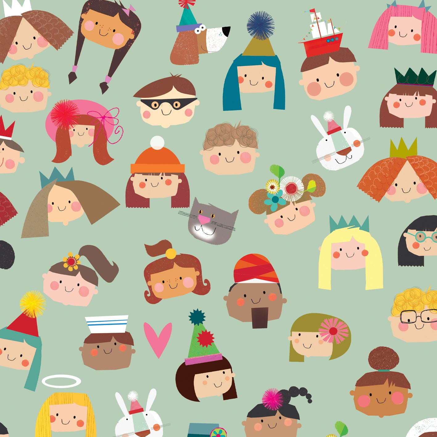 WP119 faces wrapping paper