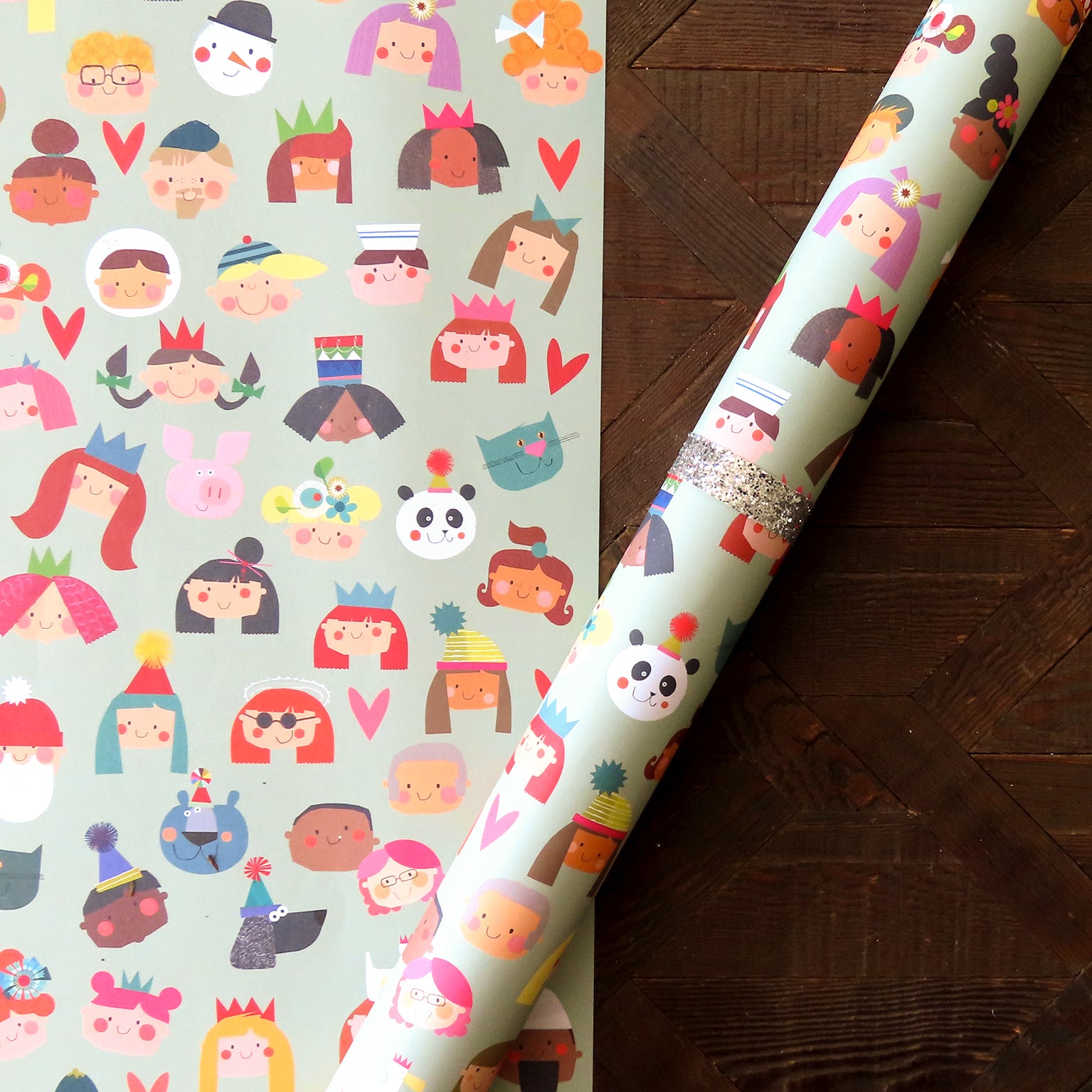 WP119 faces wrapping paper