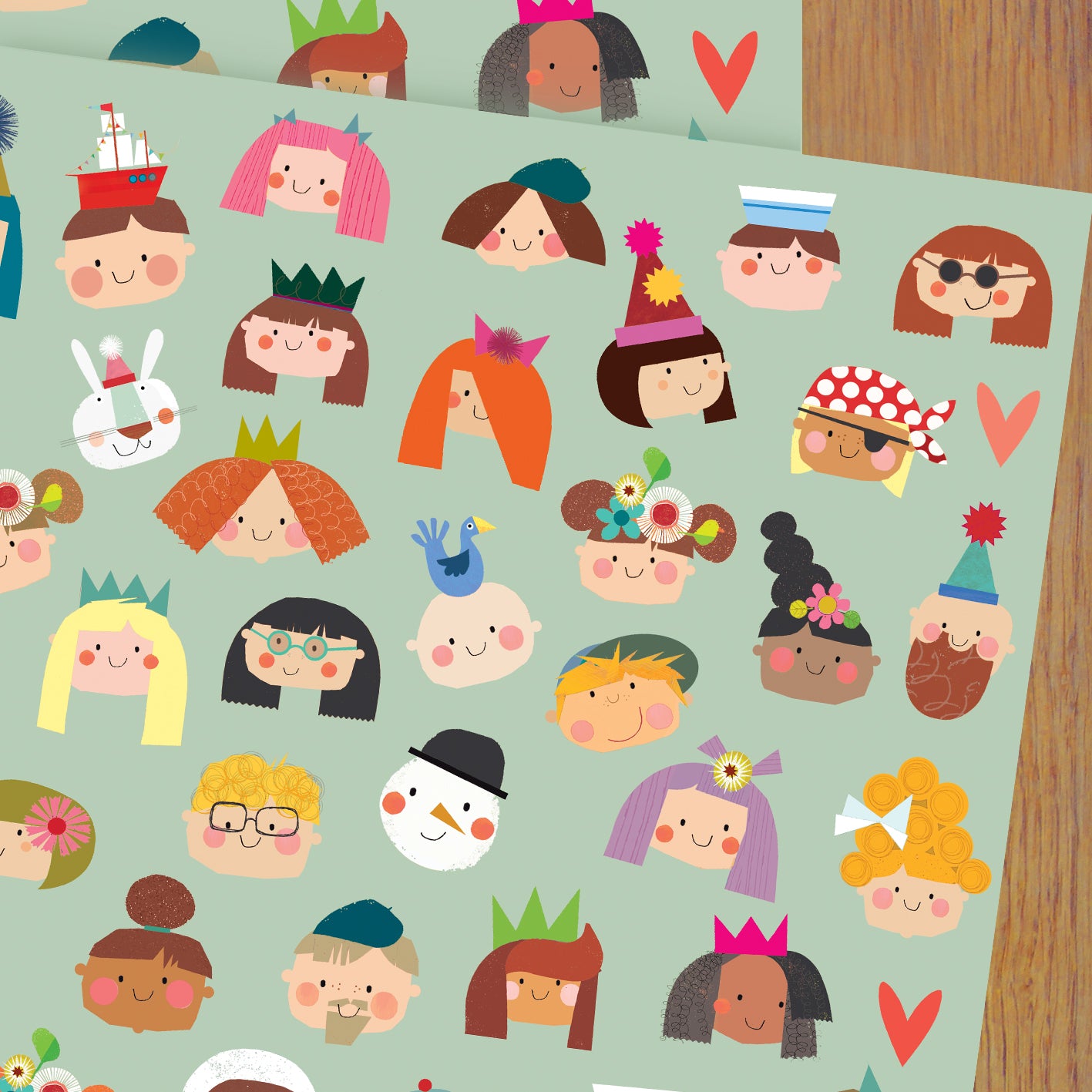 WP119 faces wrapping paper