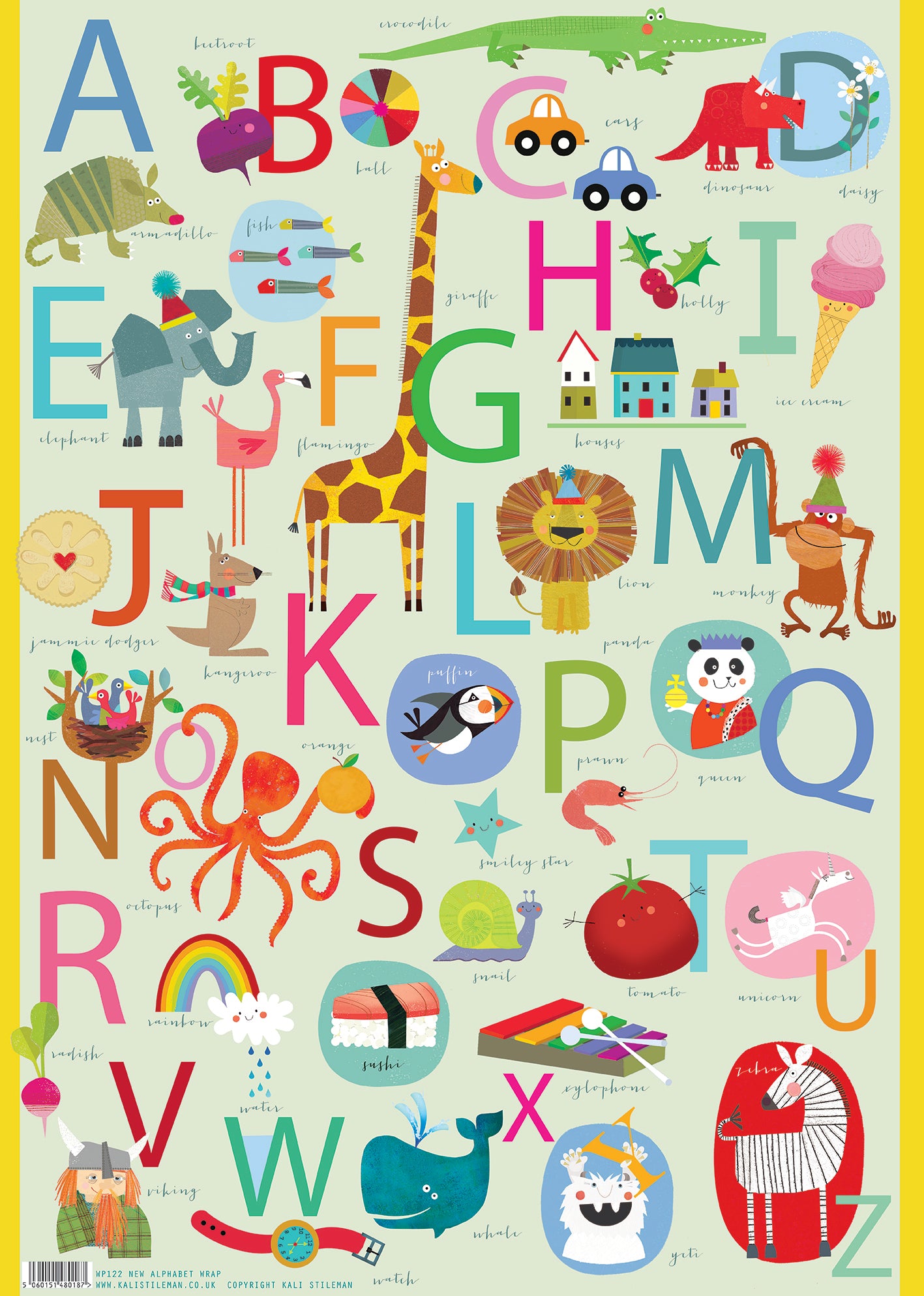 WP122 alphabet wrapping paper