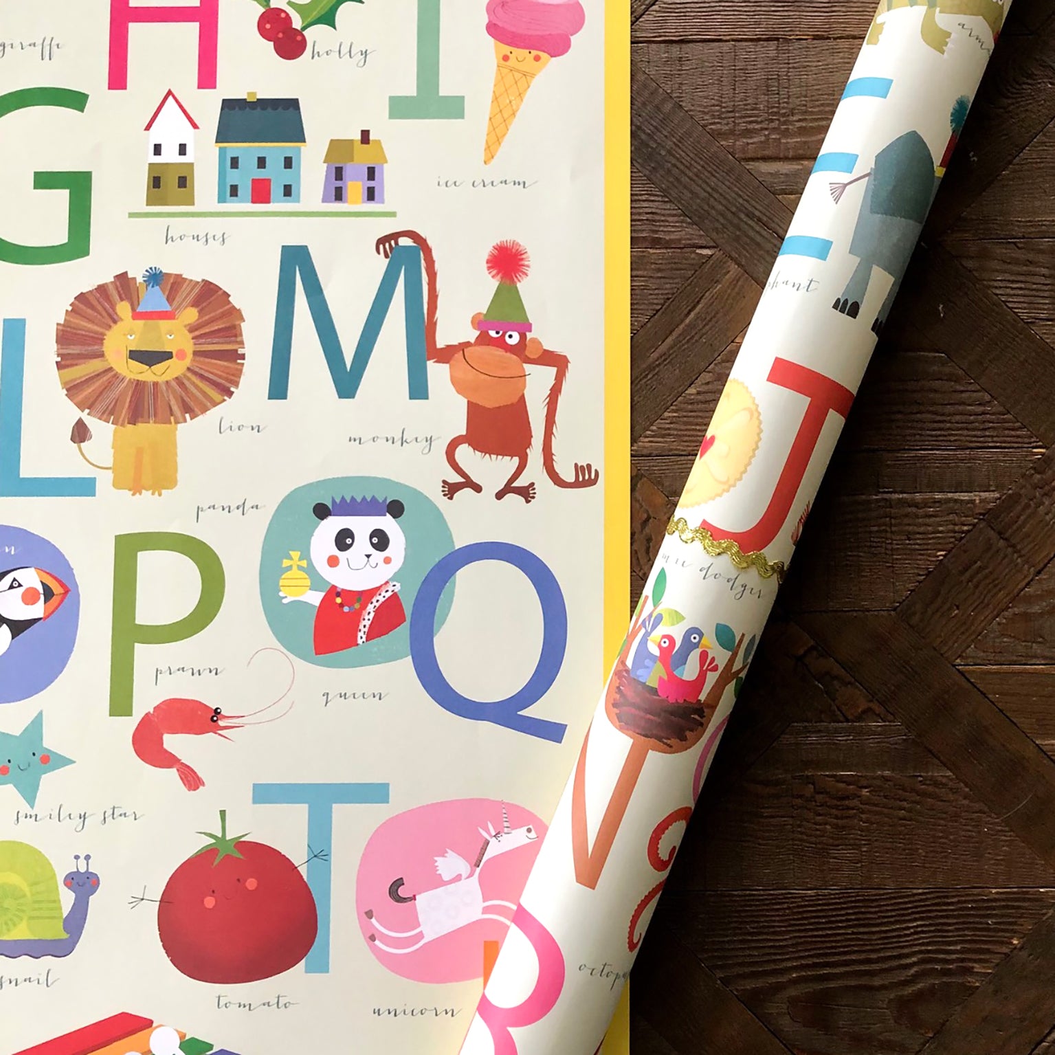 WP122 alphabet wrapping paper