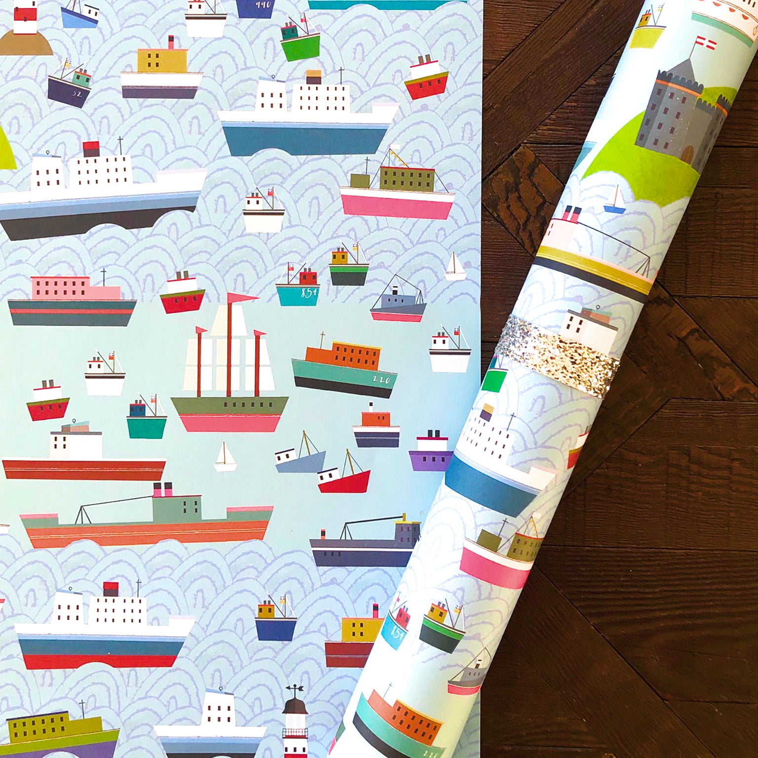 WP123 boats wrapping paper