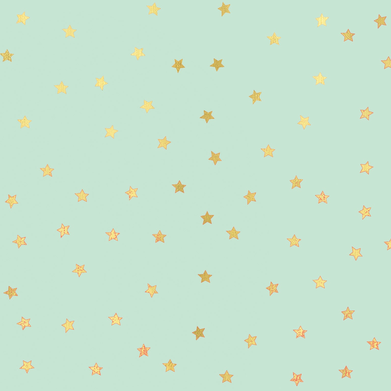 WP127 gold foiled eau de nil stars wrapping paper