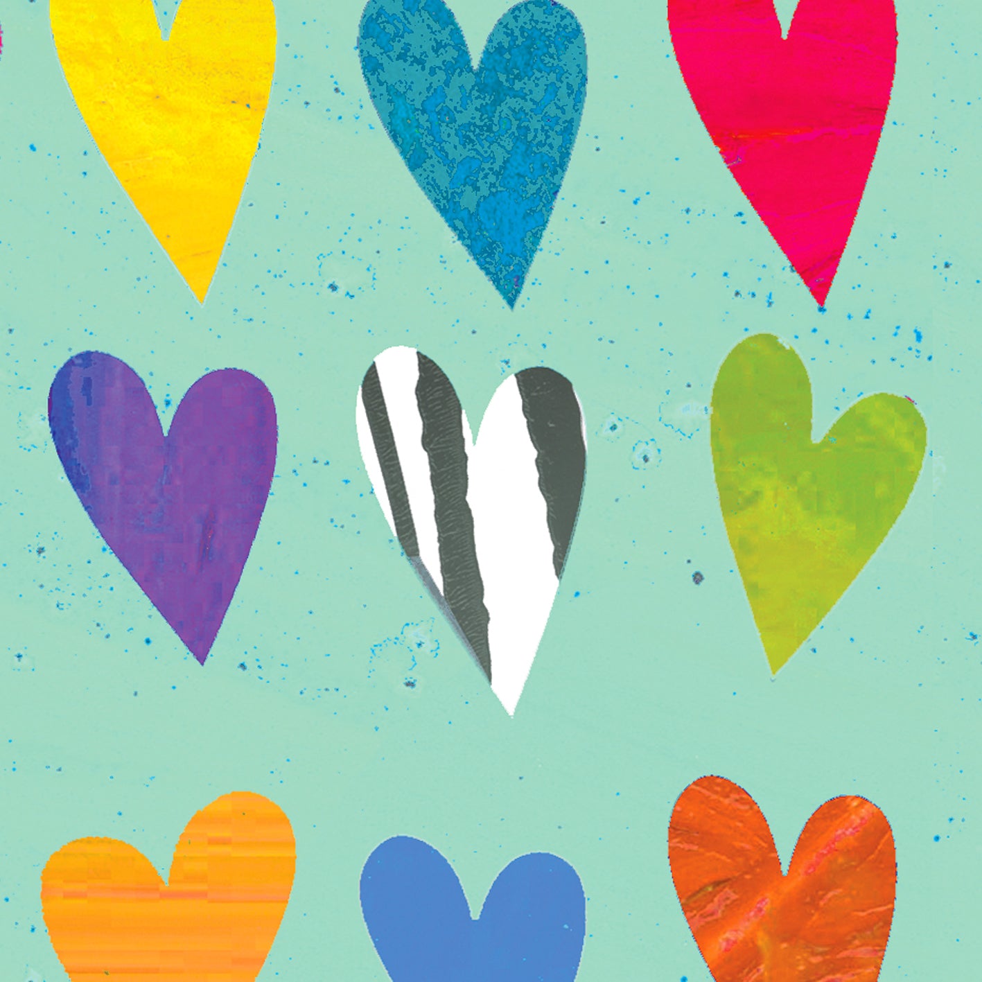 WP32 coloured hearts wrapping paper