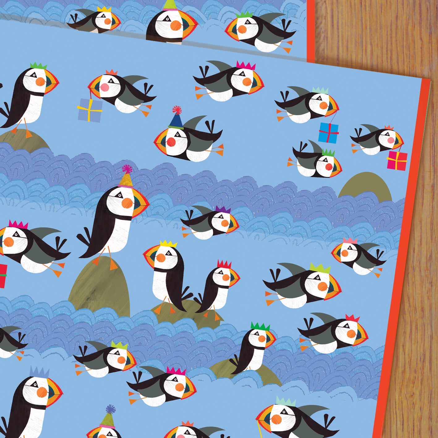 WP60 puffin wrapping paper