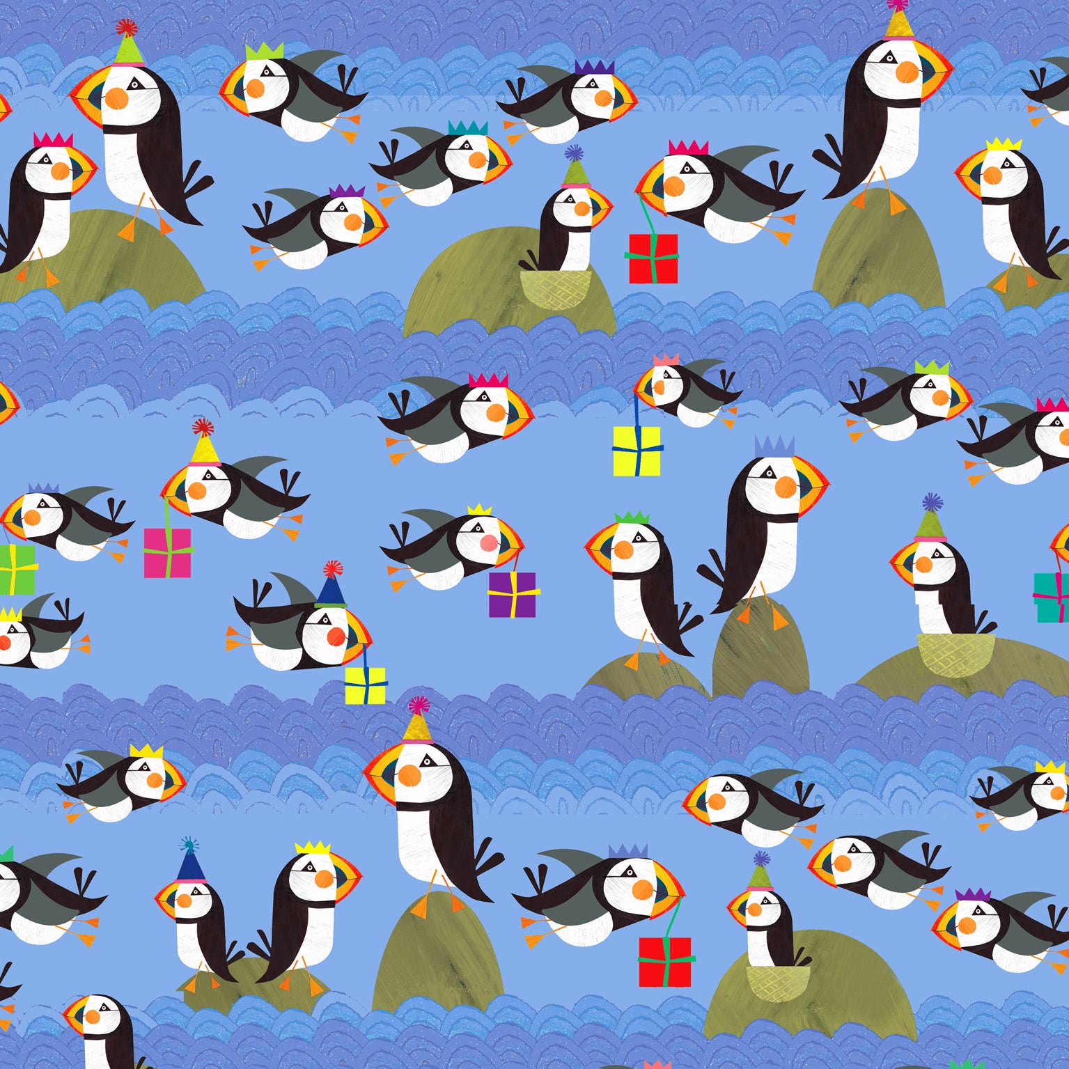 WP60 puffin wrapping paper