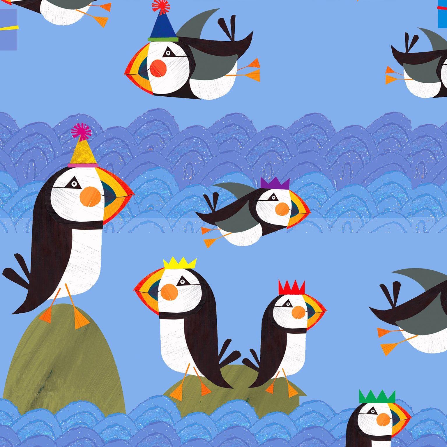 WP60 puffin wrapping paper