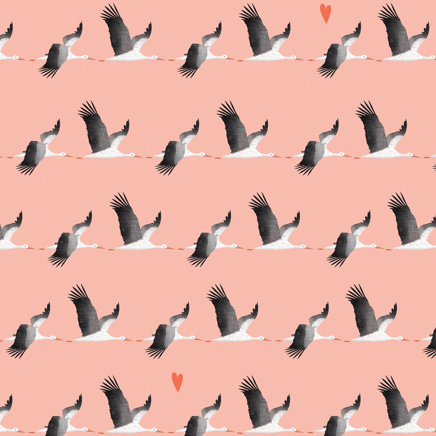 WP91 pink stork wrapping paper