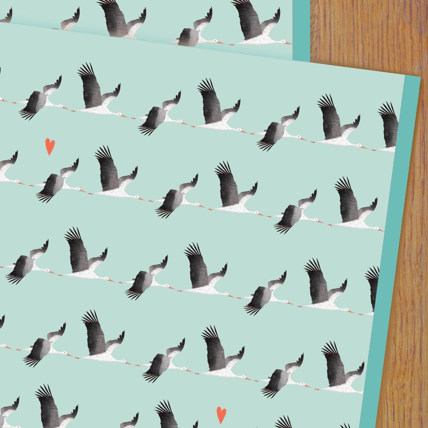 WP92 blue stork wrapping paper